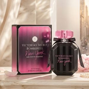 Victoria's Secret Bombshell New York Perfume Bottle In Black With Pink Accents