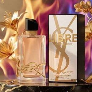 Yves Saint Laurent Libre Le Perfume In Amber Red With Gold Accents